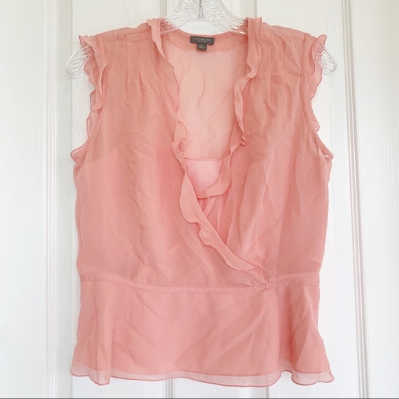 Ann Taylor Tops - {Ann Taylor} Pink Sheer Ruffle Layered Silk Blouse | MP